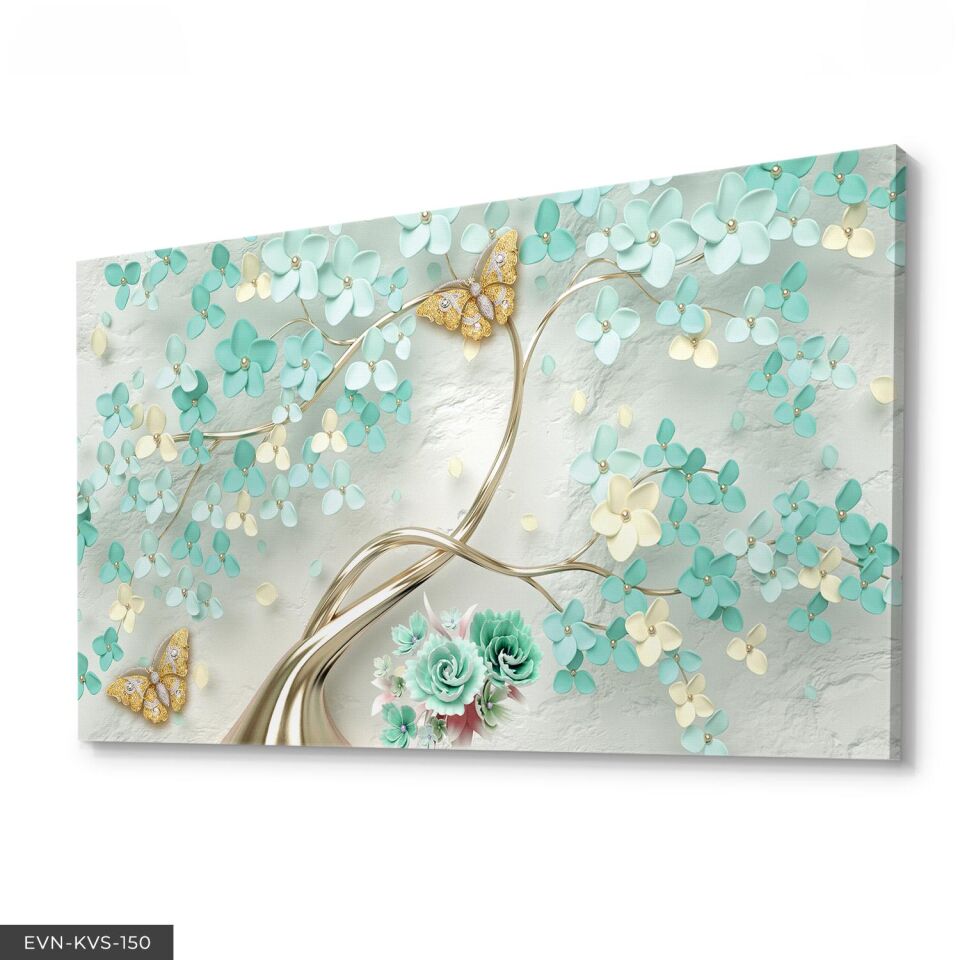 Ağaç Çiçekler Tek Parça Kanvas Canvas Tablo Tablo