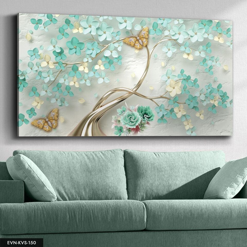 Ağaç Çiçekler Tek Parça Kanvas Canvas Tablo Tablo 40 x 30 CM - Çok Renkli