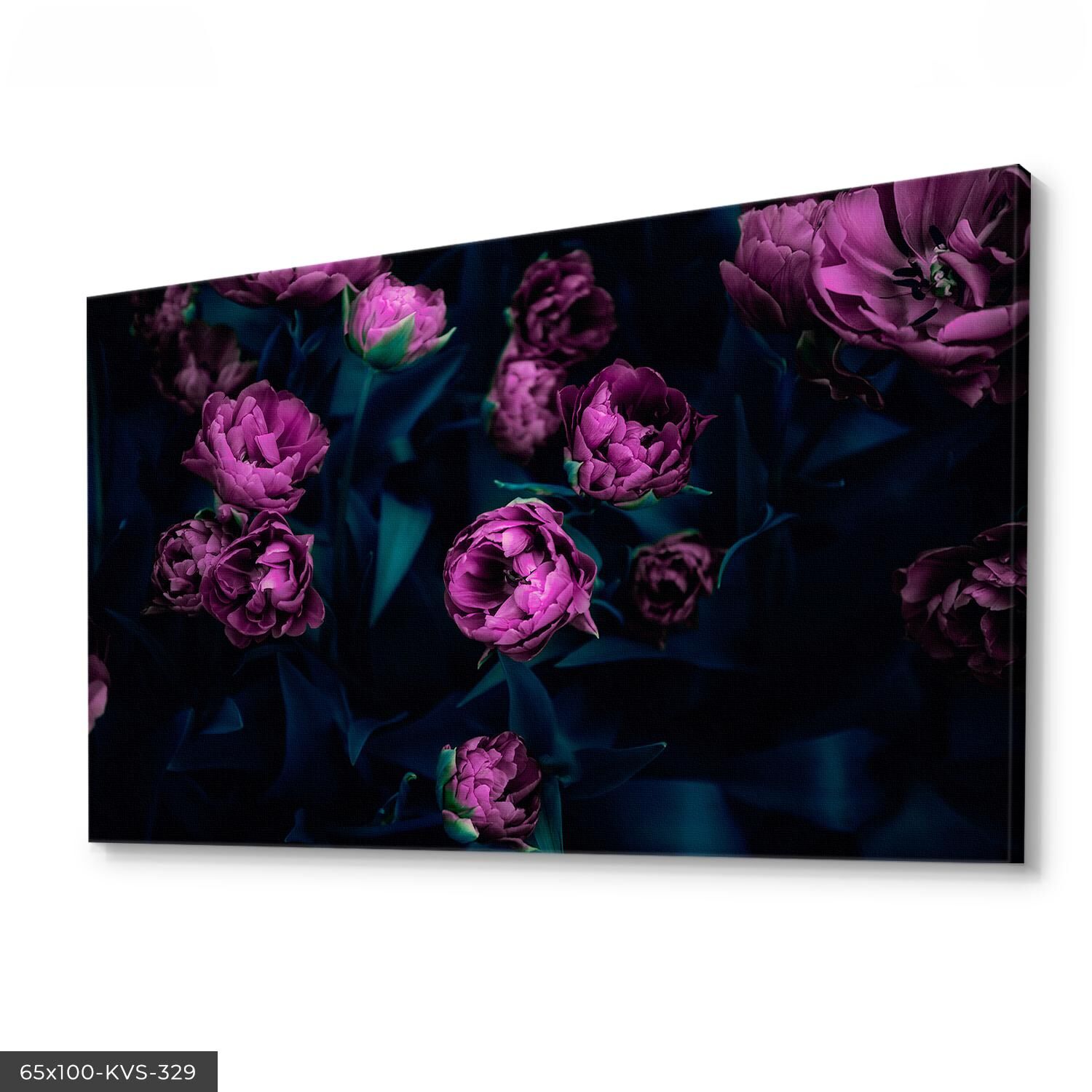 Mor Çiçekler Kanvas - Canvas Tablo 40 x 30 CM - Çok Renkli