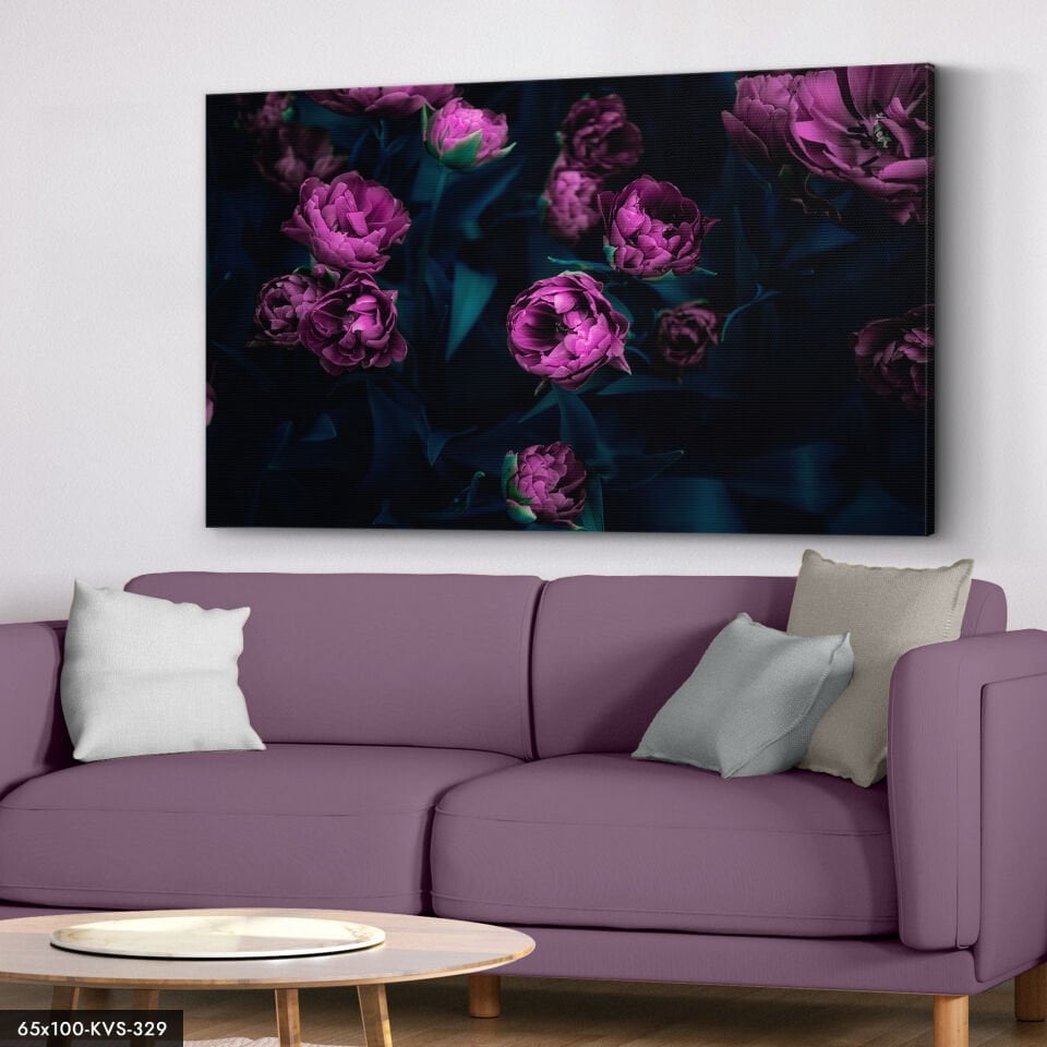 Mor Çiçekler Kanvas - Canvas Tablo