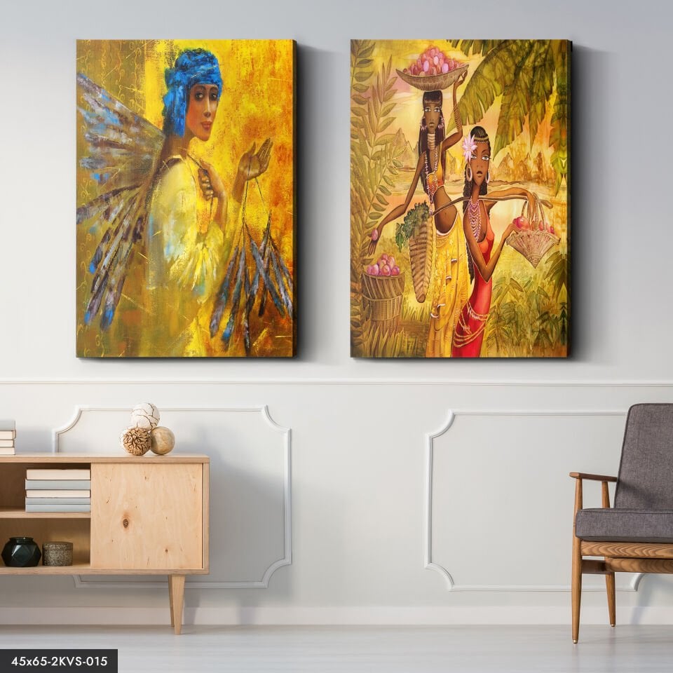 Egzotik Kadınlar 2 Parça Kanvas - Canvas Tablo