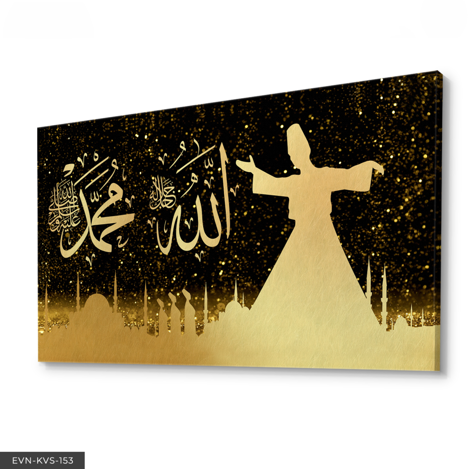 Semazen Allah Muhammed Tek Parça Kanvas Canvas Tablo Tablo