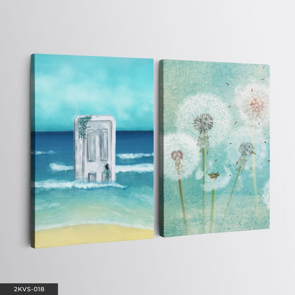 Deniz Üzerinde Kapı 2 Parça Kanvas - Canvas Tablo