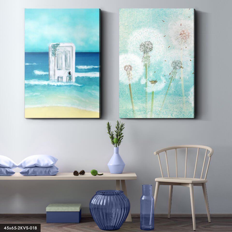 Deniz Üzerinde Kapı 2 Parça Kanvas - Canvas Tablo