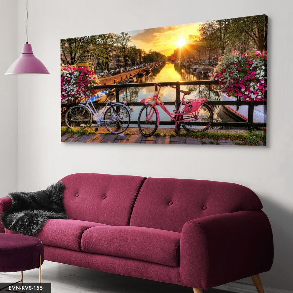 Utrecht Manzara Tek Parça Kanvas Canvas Tablo Tablo 140 x 90 CM - Çok Renkli