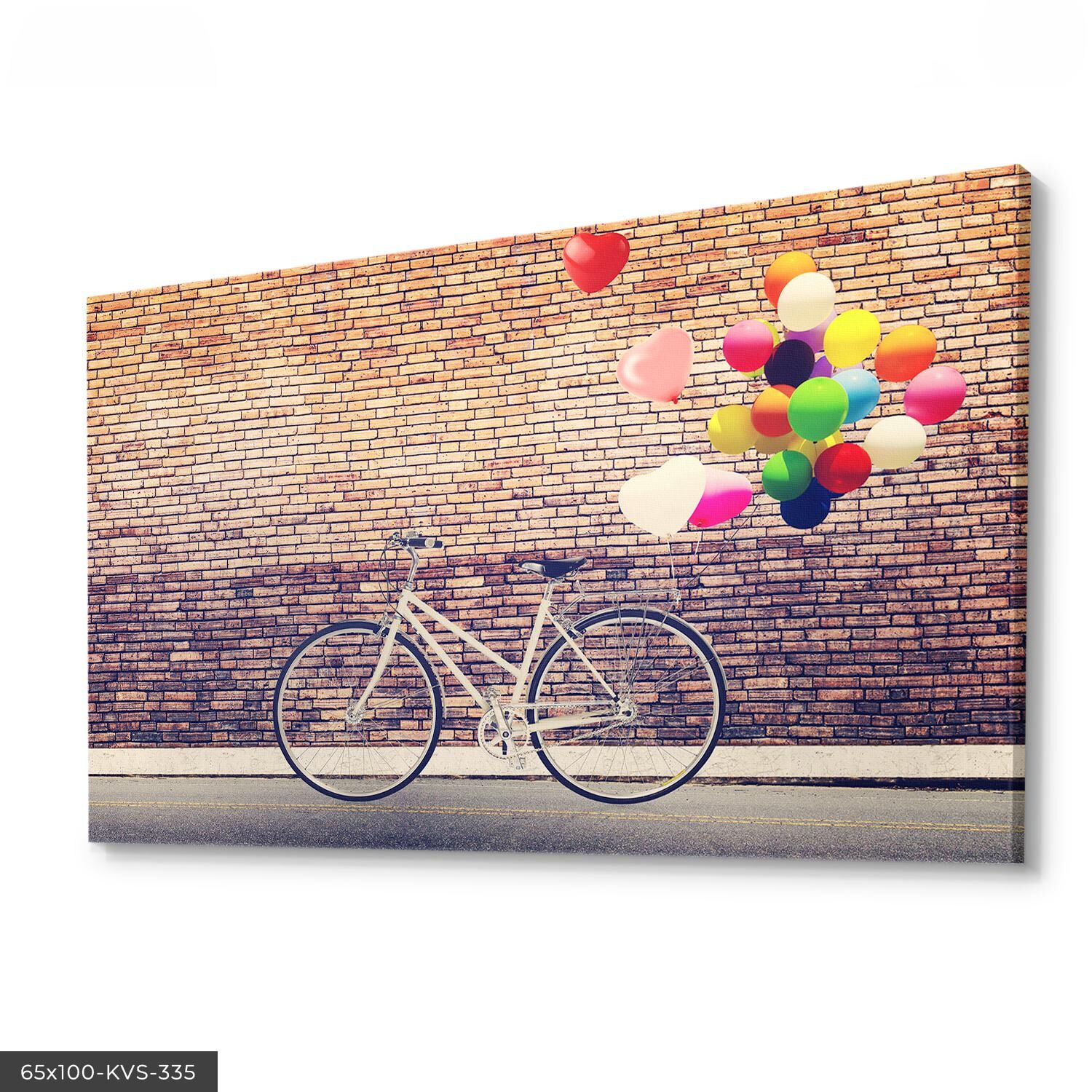 Balonlar Bisiklet Kanvas - Canvas Tablo 40 x 30 CM - Çok Renkli