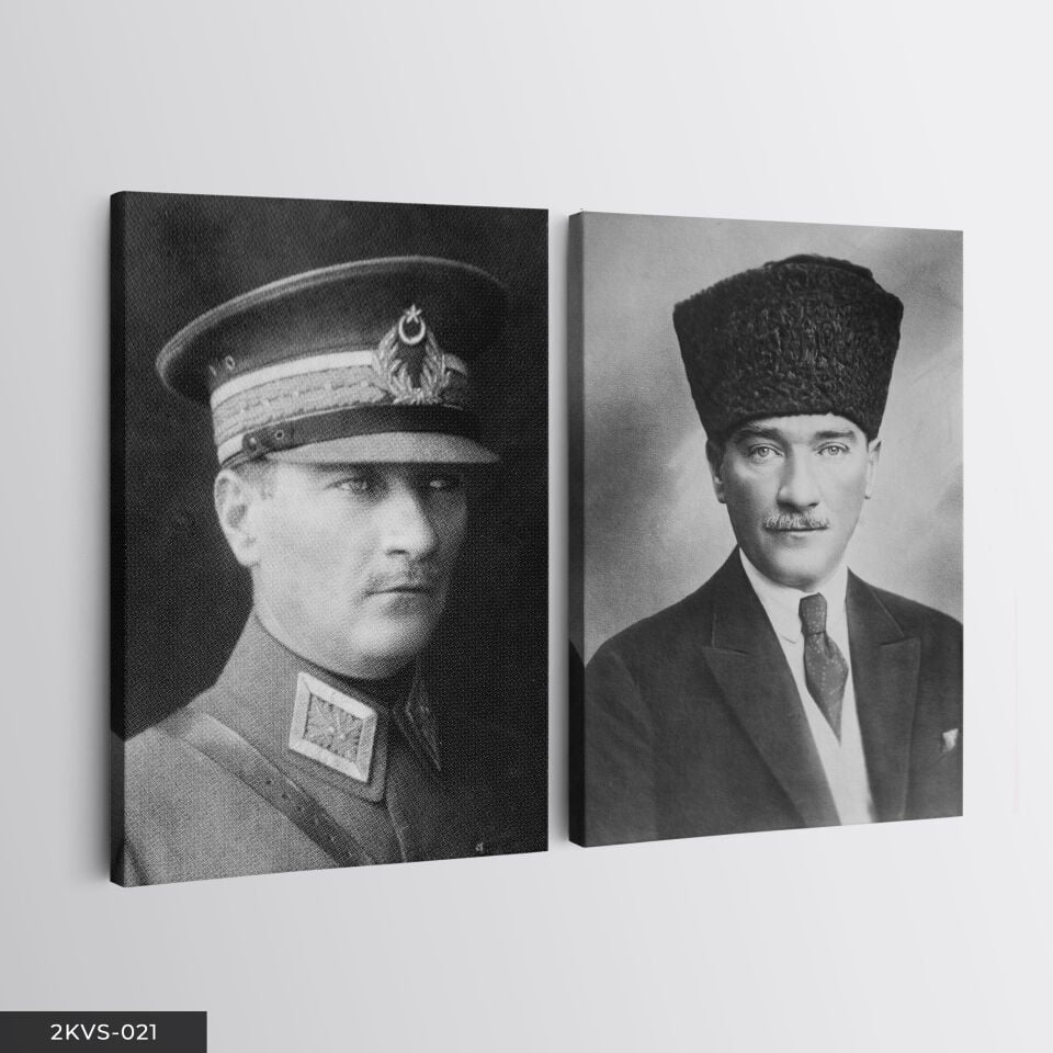 Atatürk 2 Parça Kanvas - Canvas Tablo