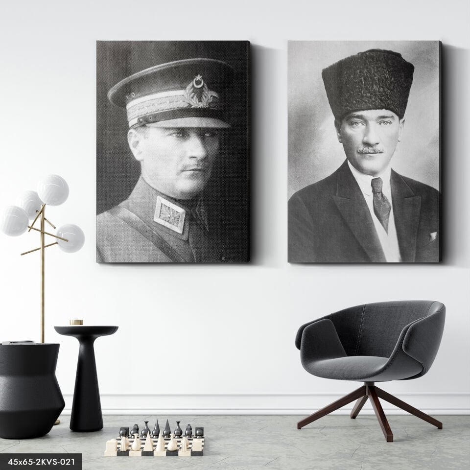 Atatürk 2 Parça Kanvas - Canvas Tablo