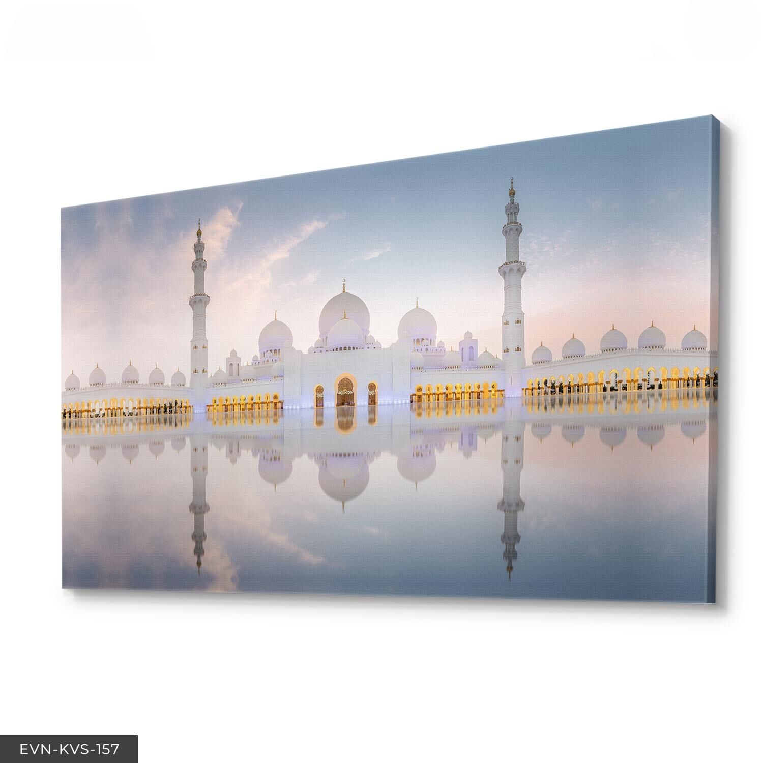 Şeyh Zayid Camii Tek Parça Kanvas Canvas Tablo Tablo 40 x 30 CM - Çok Renkli