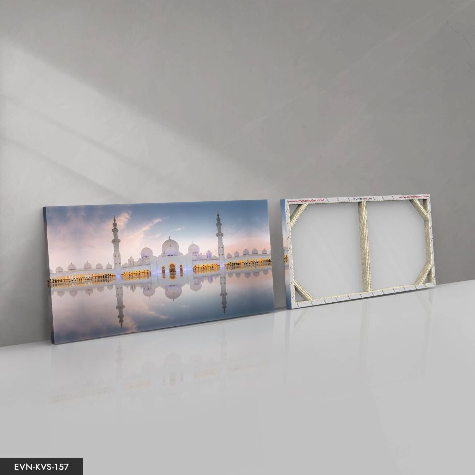 Şeyh Zayid Camii Tek Parça Kanvas Canvas Tablo Tablo 40 x 30 CM - Çok Renkli