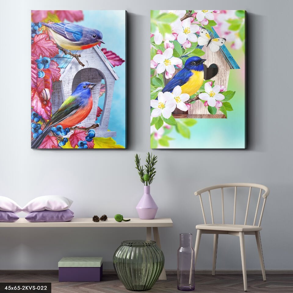 Kuşlar 2 Parça Kanvas - Canvas Tablo