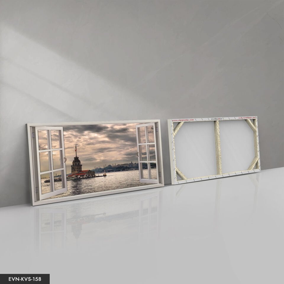 Kız Kulesine Açılan Pencere Tek Parça Kanvas Canvas Tablo Tablo 140 x 90 CM - Çok Renkli