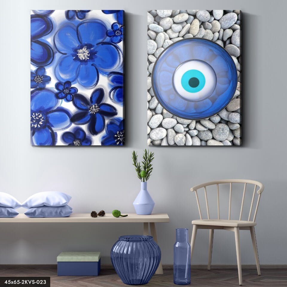 Nazar Boncuğu 2 Parça Kanvas - Canvas Tablo