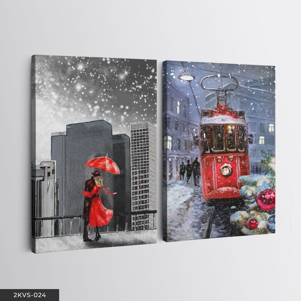 Aşk Temalı 2 Parça Kanvas - Canvas Tablo