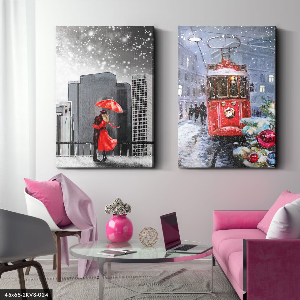 Aşk Temalı 2 Parça Kanvas - Canvas Tablo