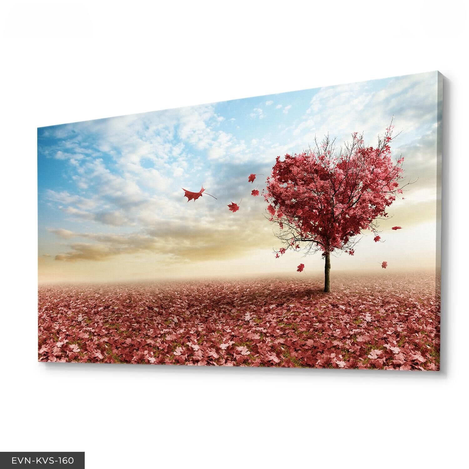 Kalp Ağaç Tek Parça Kanvas Canvas Tablo Tablo 40 x 30 CM - Çok Renkli