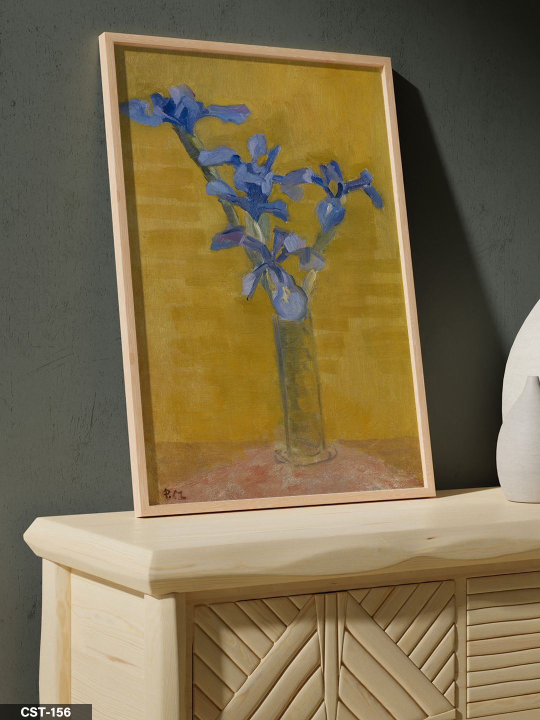 Mavi Ağaç Tek Parça Ahşap Çerçeveli Tablo Naturel - 20 x 30 CM