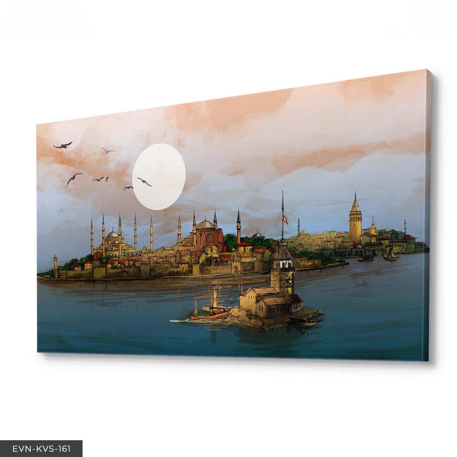 Istanbul Manzaralı Tek Parça Kanvas Canvas Tablo Tablo 40 x 30 CM - Çok Renkli