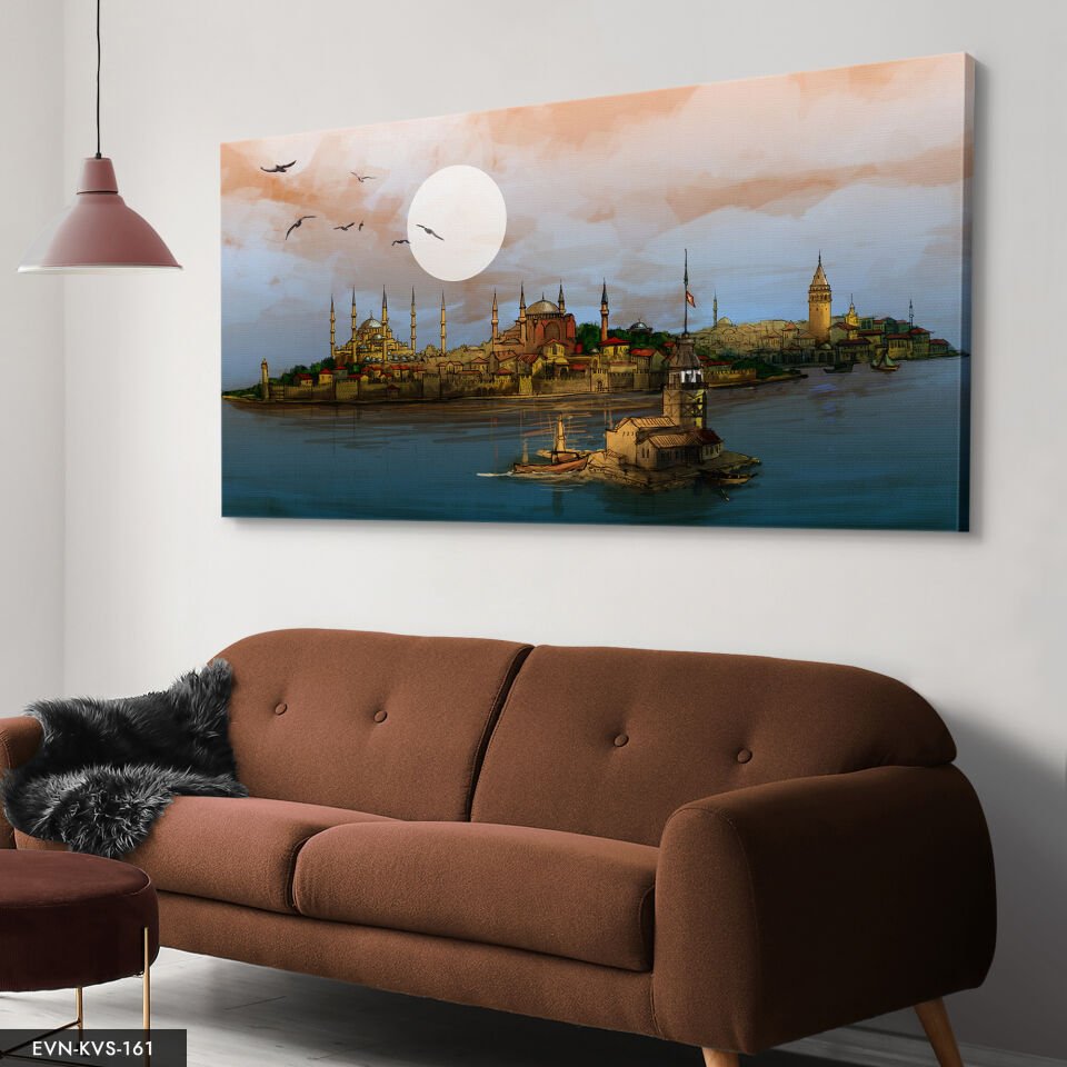 Istanbul Manzaralı Tek Parça Kanvas Canvas Tablo Tablo