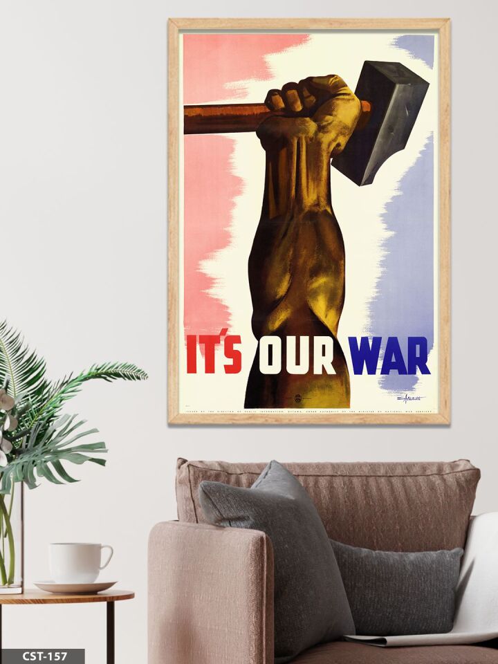 it's our war - Bu Bizim Savaşımız Tek Parça Ahşap Çerçeveli Tablo Naturel - 20 x 30 CM