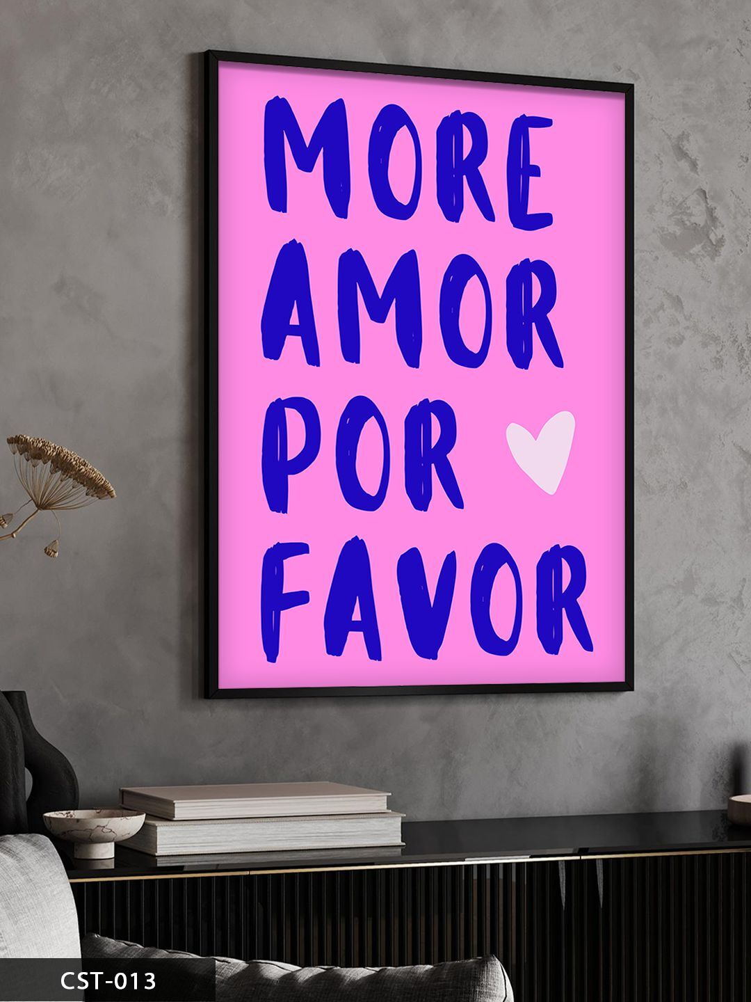 More Amor Por Favor Tek Parça Ahşap Çerçeveli Tablo Siyah - 50 x 70 CM