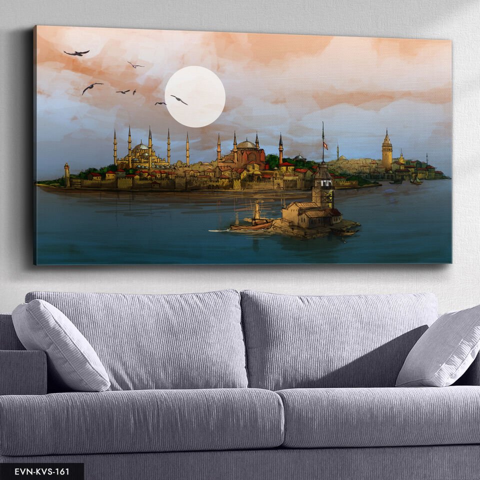 Istanbul Manzaralı Tek Parça Kanvas Canvas Tablo Tablo