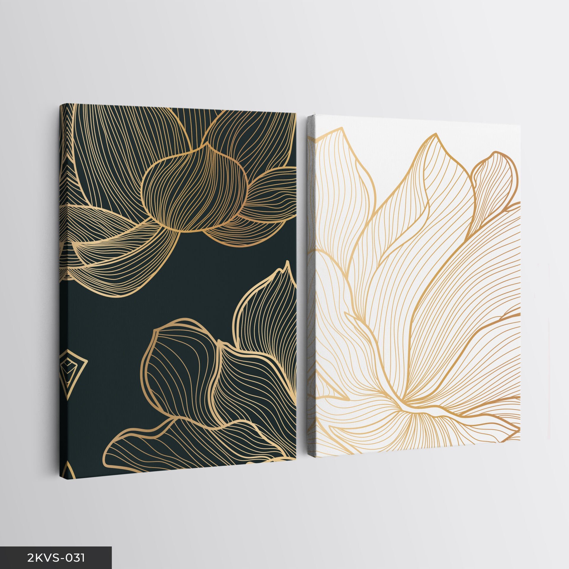 Gold Çiçek 2 Parça Kanvas - Canvas Tablo