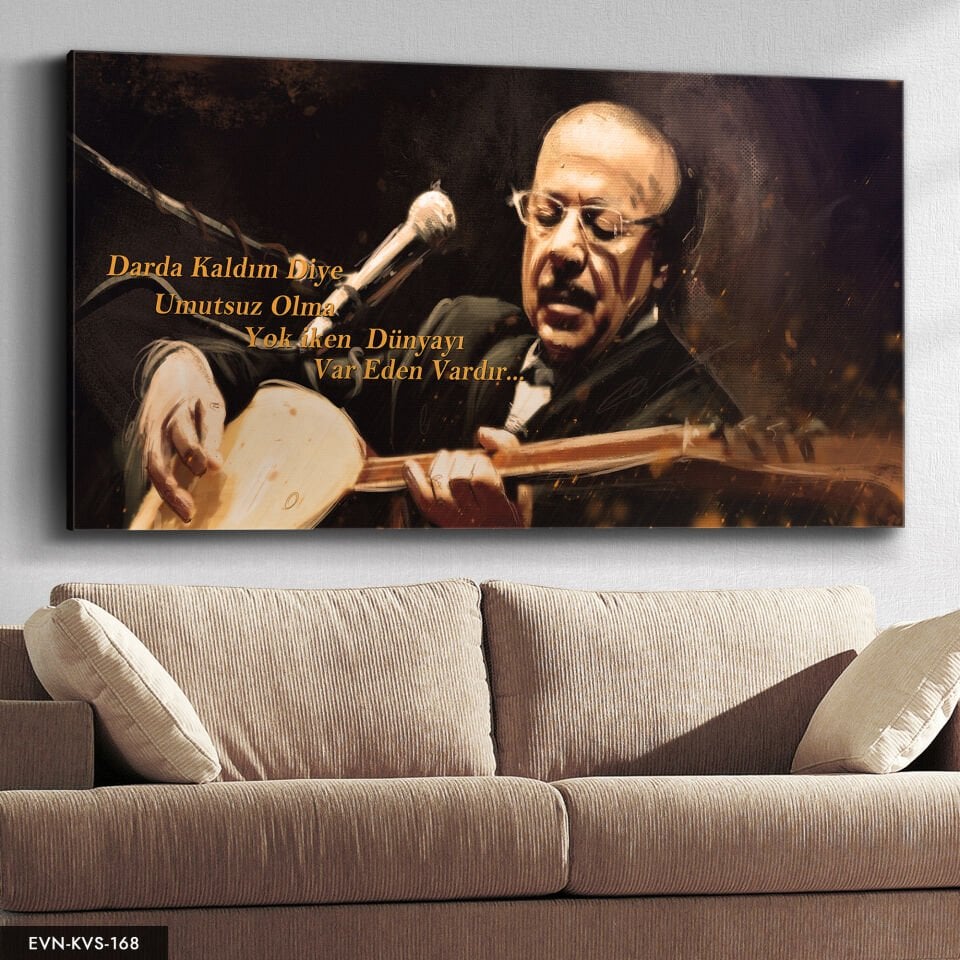 Neşet Ertaş Tek Parça Kanvas Canvas Tablo Tablo