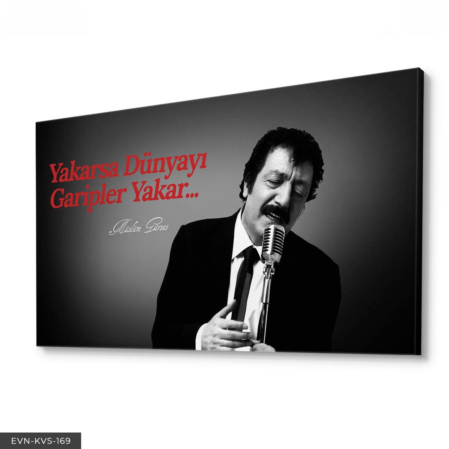 Müslüm Gürses Yakarsa Dünyayı Garipler Yakar Tek Parça Kanvas Canvas Tablo Tablo 40 x 30 CM - Çok Renkli