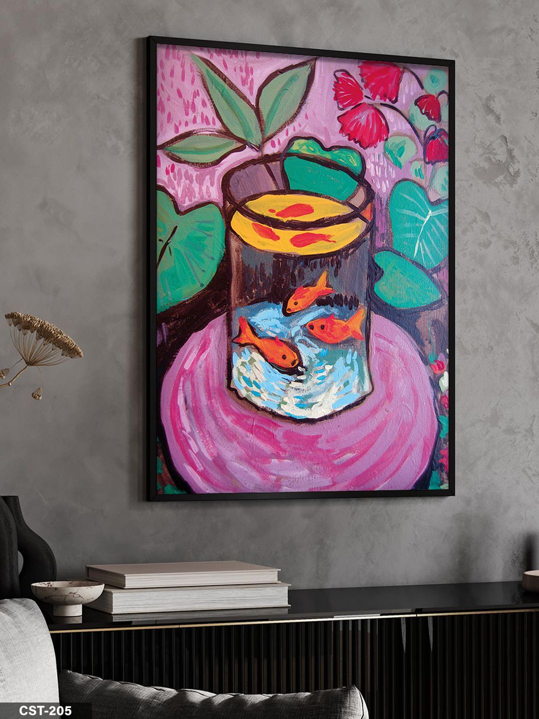 Matisse Altın Balık Tek Parça Ahşap Çerçeveli Tablo Siyah - 30 x 40 CM