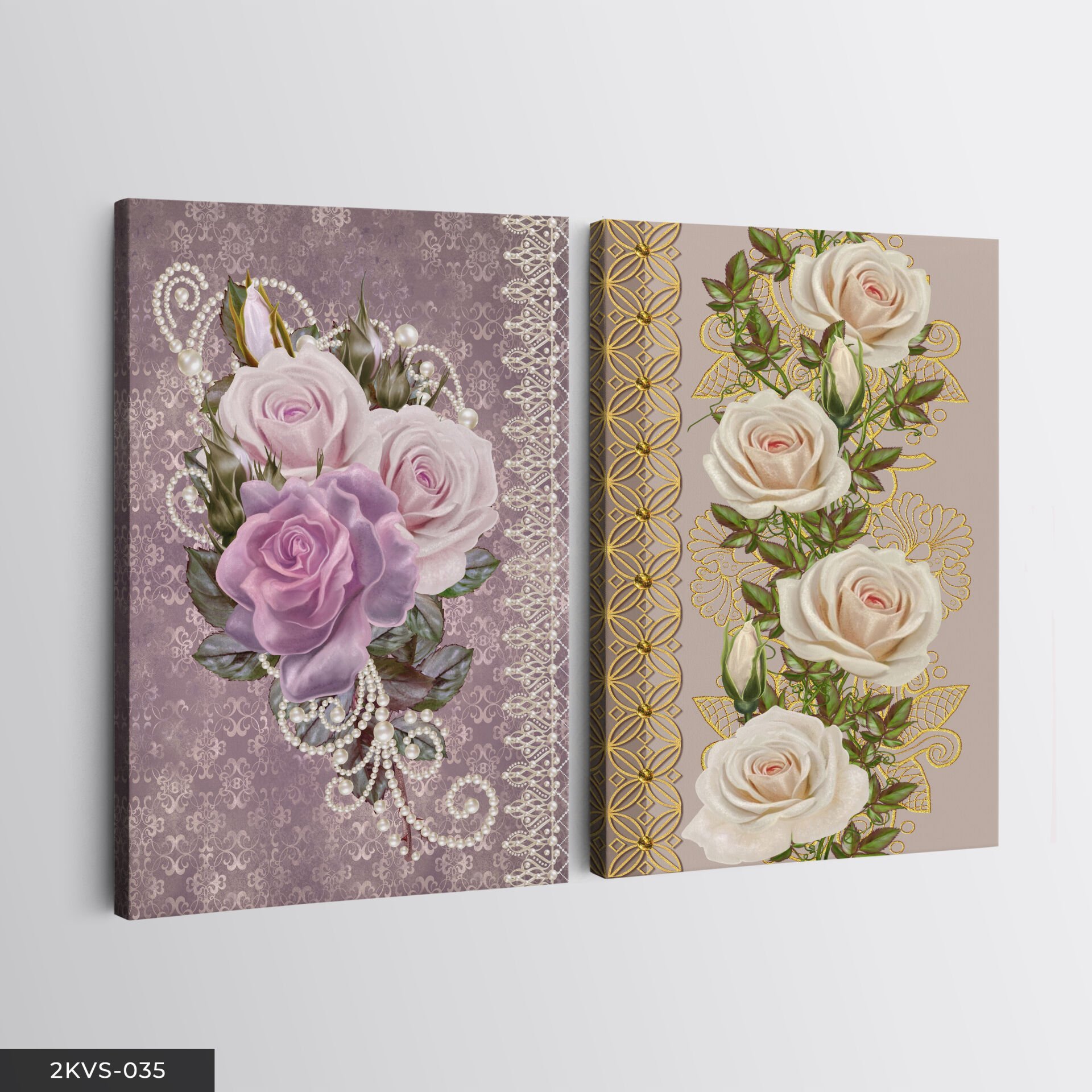 Renkli Çiçekler 2 Parça Kanvas - Canvas Tablo