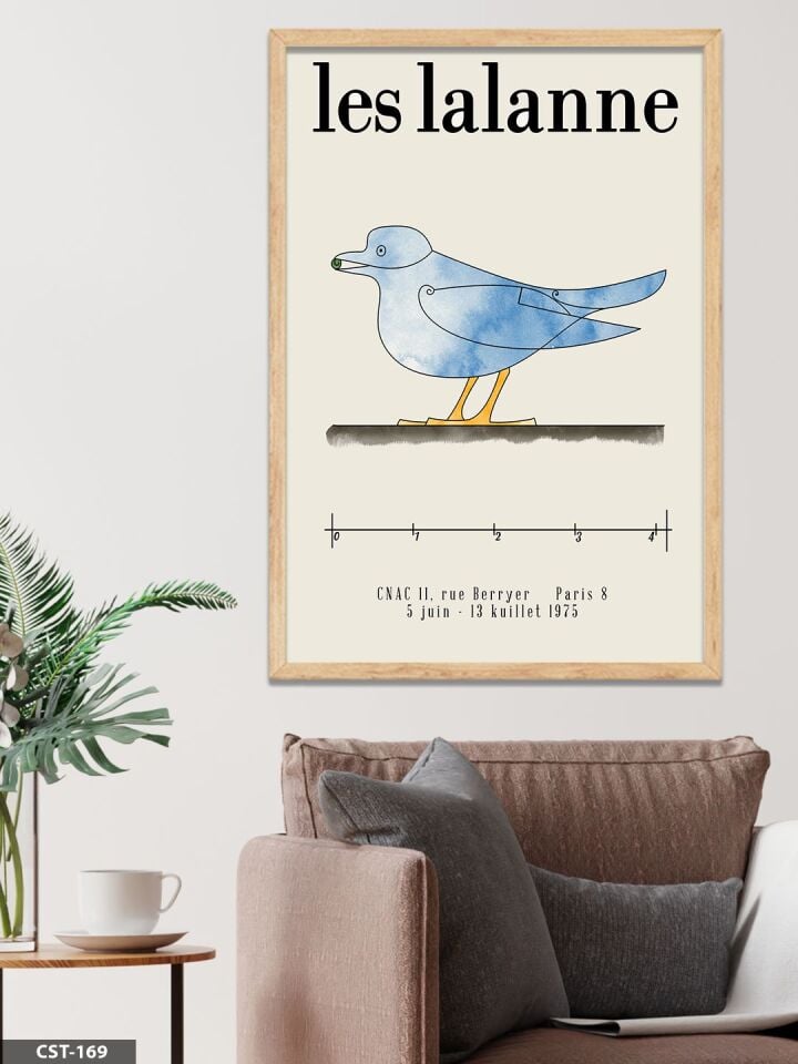 Les Lalanne - Mavi Kuş Tek Parça Ahşap Çerçeveli Tablo Naturel - 20 x 30 CM