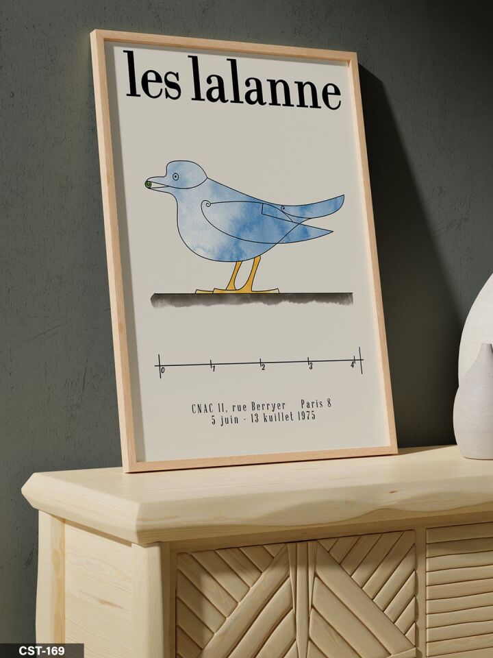 Les Lalanne - Mavi Kuş Tek Parça Ahşap Çerçeveli Tablo Naturel - 20 x 30 CM