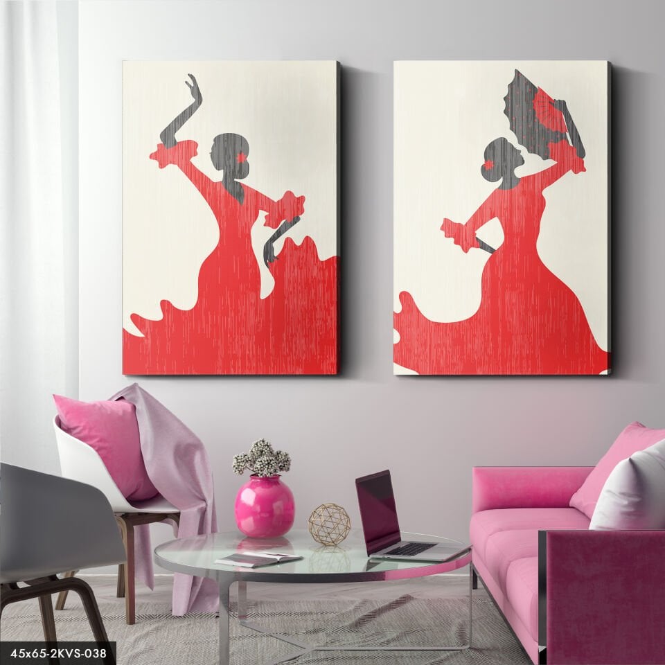 Dans Eden Kadın 2 Parça Kanvas - Canvas Tablo