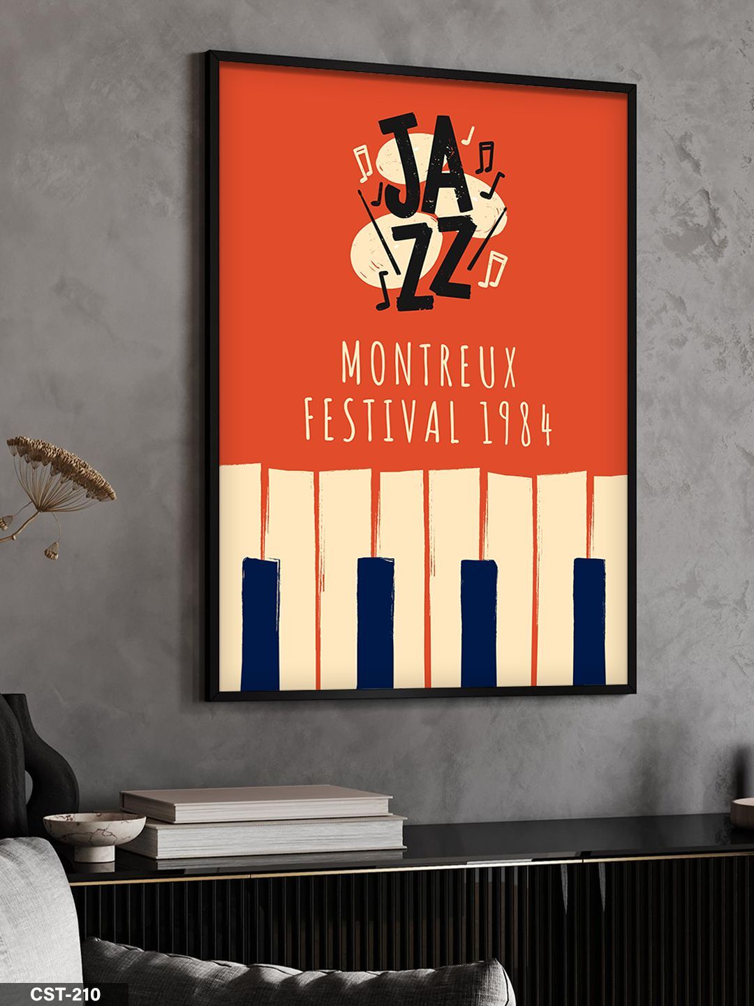 Jazz Montreux Festival Tek Parça Ahşap Çerçeveli Tablo Siyah - 30 x 40 CM