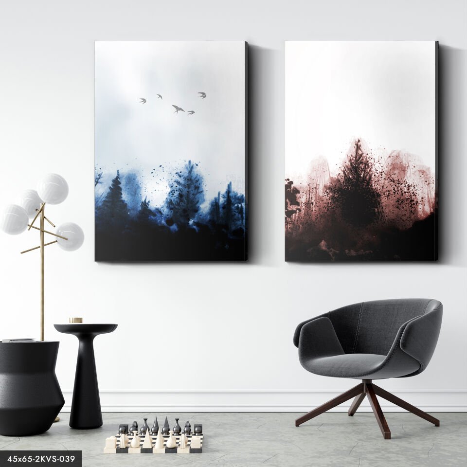 Orman Kuşlar 2 Parça Kanvas - Canvas Tablo