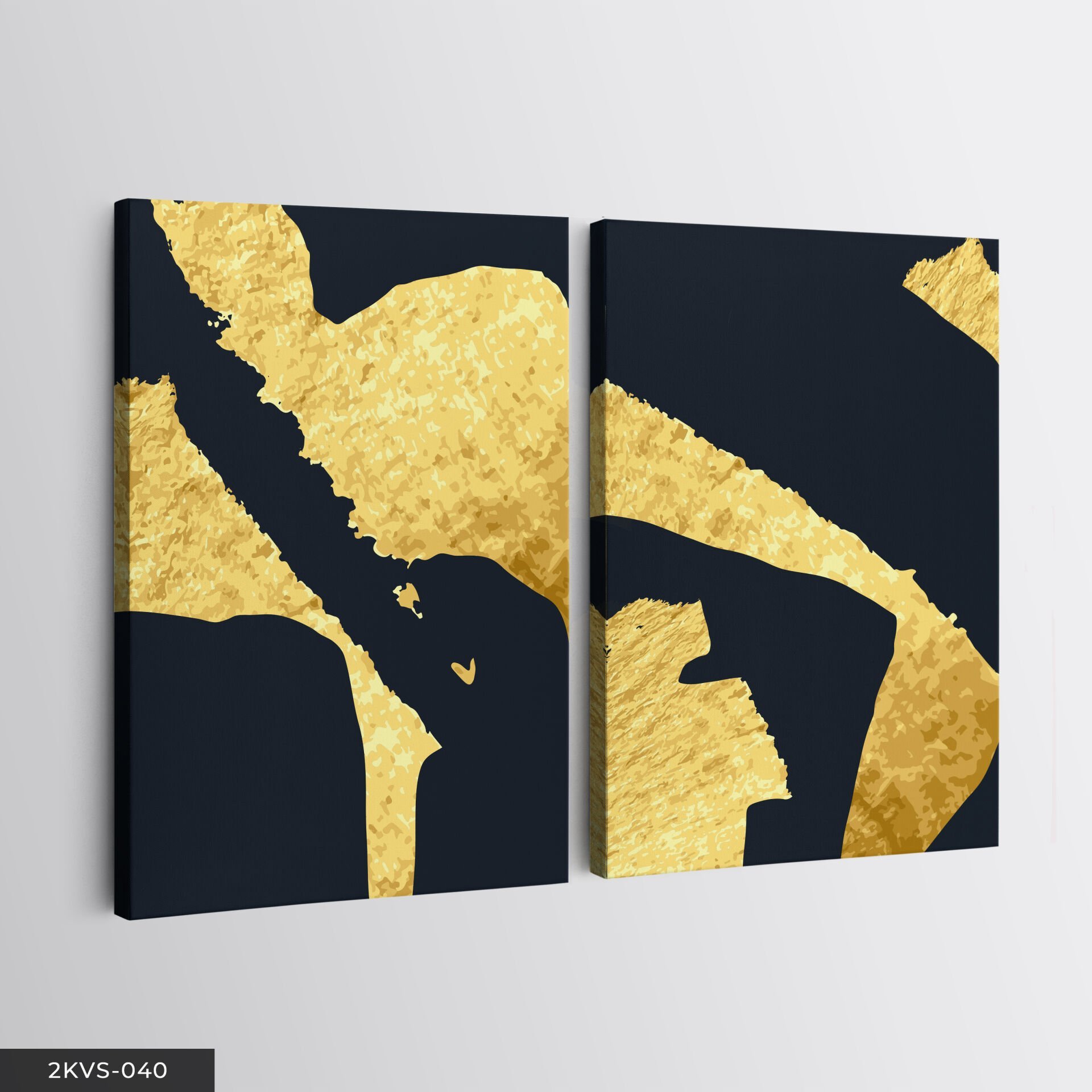 Gold Soyut Sanat 2 Parça Kanvas - Canvas Tablo