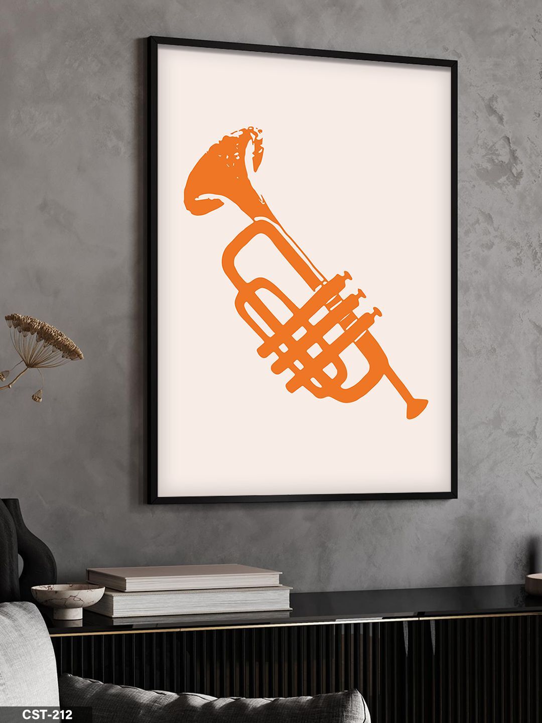 Saksafon Tek Parça Ahşap Çerçeveli Tablo Siyah - 30 x 40 CM