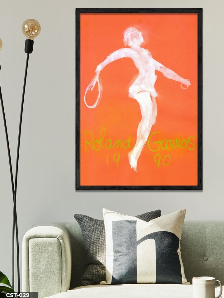 Roland Garros 1990 Tek Parça Ahşap Çerçeveli Tablo Siyah - 50 x 70 CM