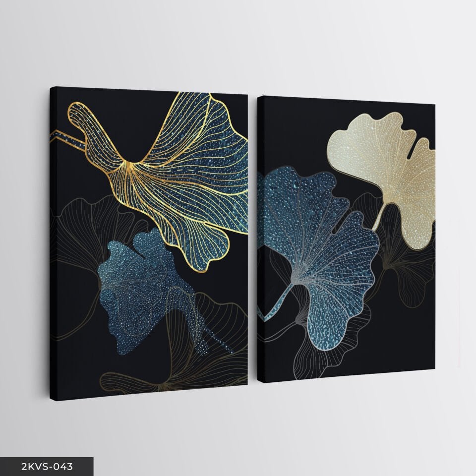 Parıltılı Çiçekler 2 Parça Kanvas - Canvas Tablo