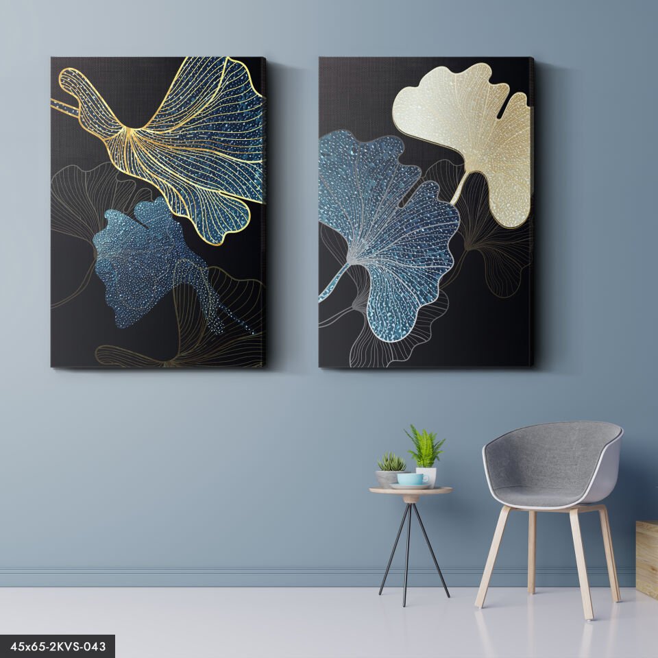 Parıltılı Çiçekler 2 Parça Kanvas - Canvas Tablo