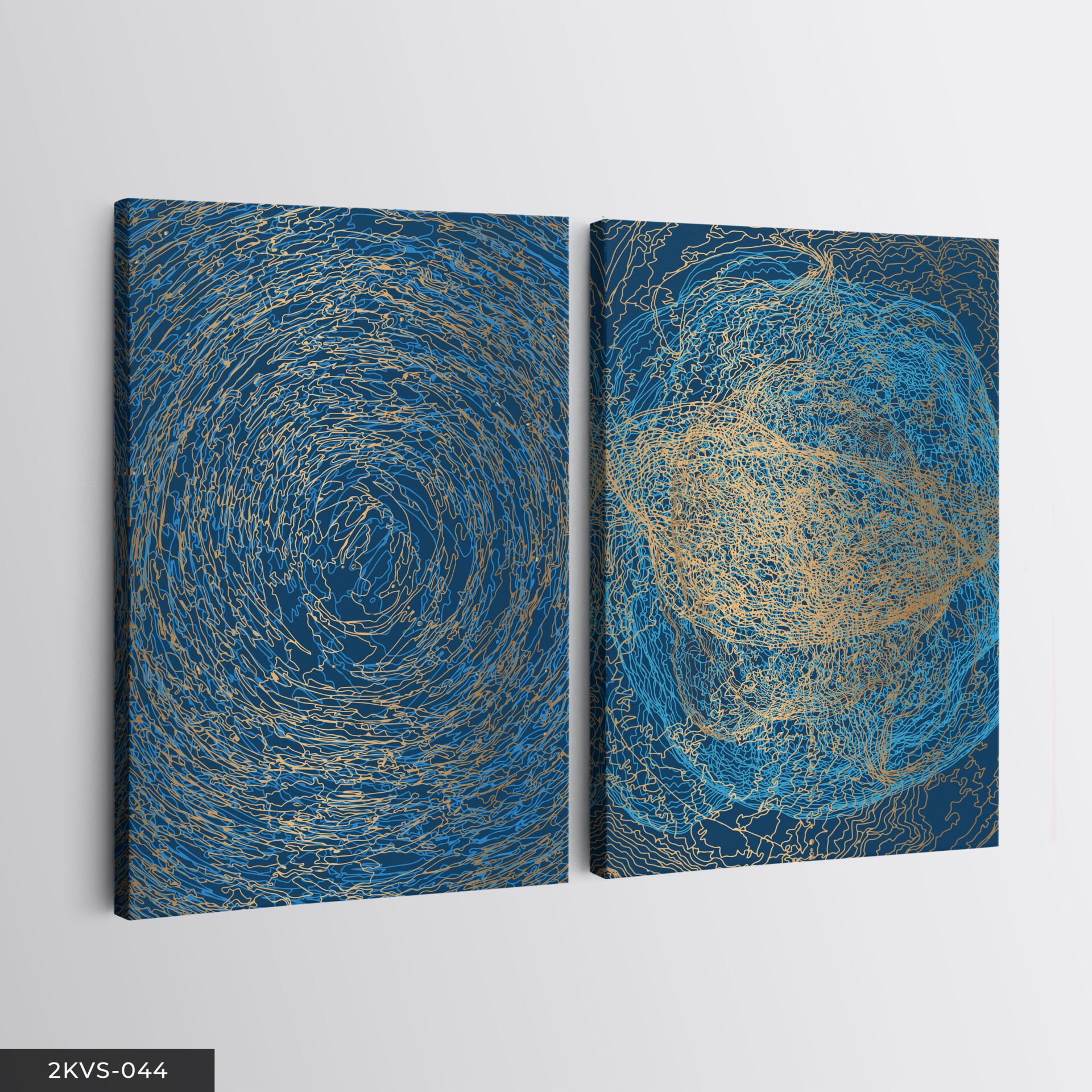 Metalik Gold Tasarım 2 Parça Kanvas - Canvas Tablo