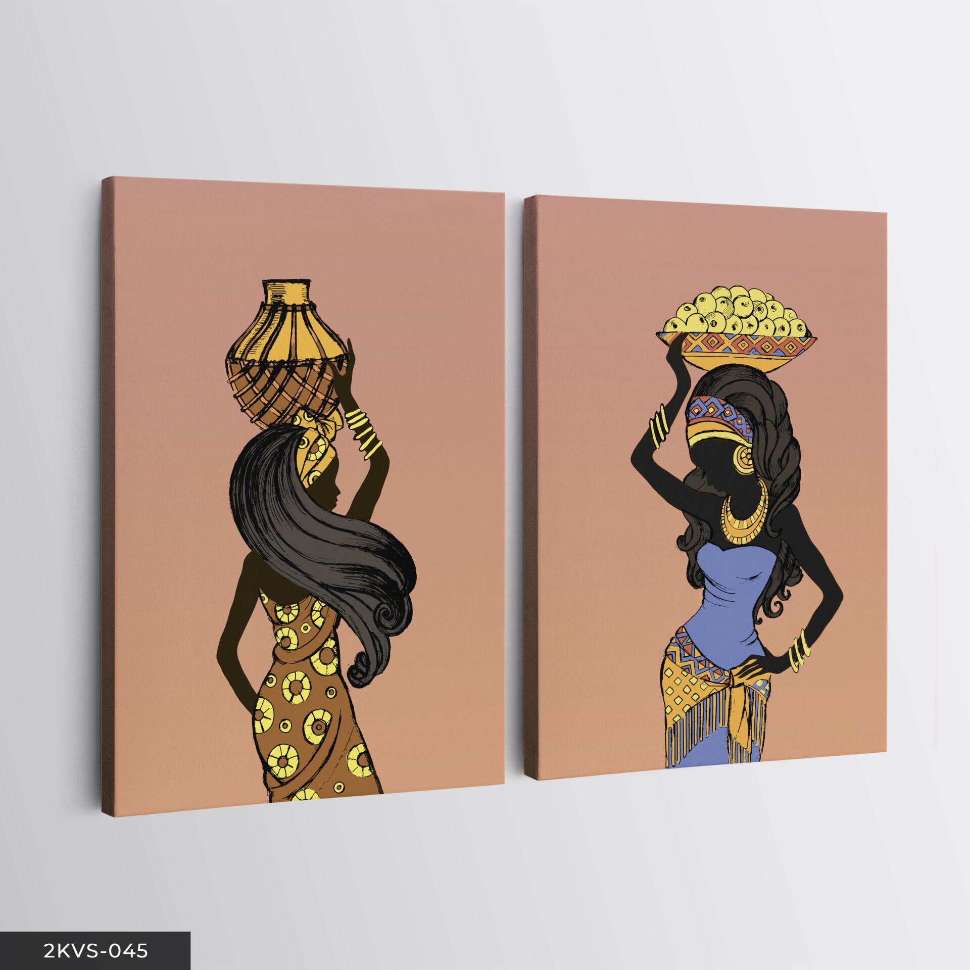 Geleneksel Kadınlar 2 Parça Kanvas - Canvas Tablo