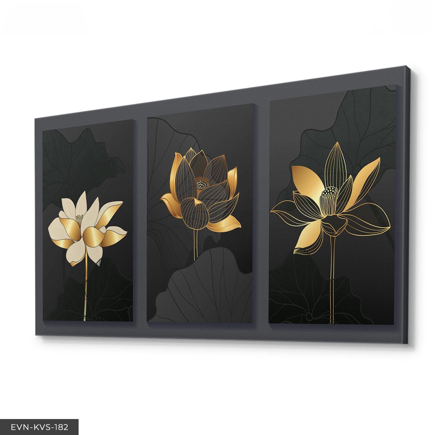 Gold Soyut Çiçekler Tek Parça Kanvas Canvas Tablo Tablo 40 x 30 CM - Çok Renkli