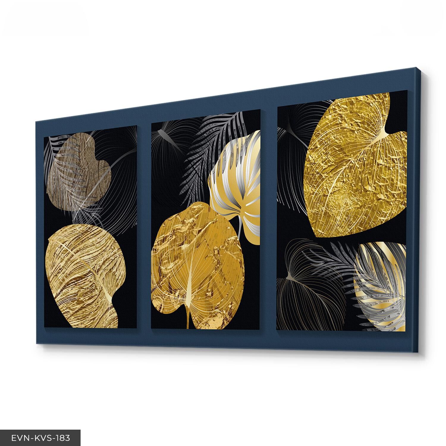 Gold Soyut Yapraklar Tek Parça Kanvas Canvas Tablo Tablo 40 x 30 CM - Çok Renkli