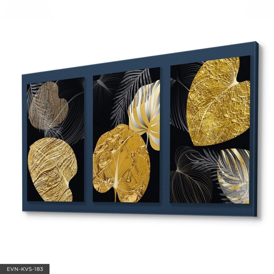 Gold Soyut Yapraklar Tek Parça Kanvas Canvas Tablo Tablo