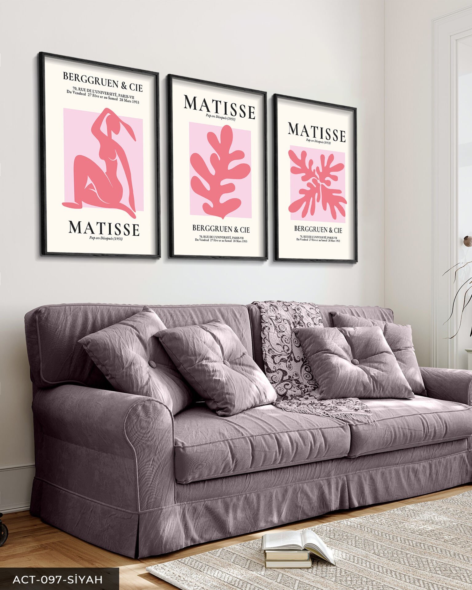 Matisse Berggruen & Cie 3 Parça Ahşap Çerçeveli Tablo Siyah - 20 x 30 CM