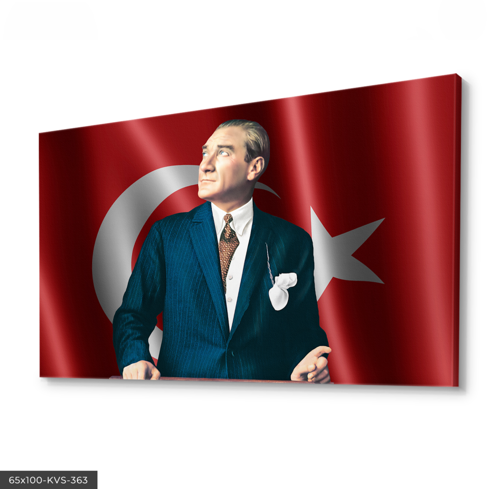 Türk Bayrağı Atatürk Kanvas Tablo