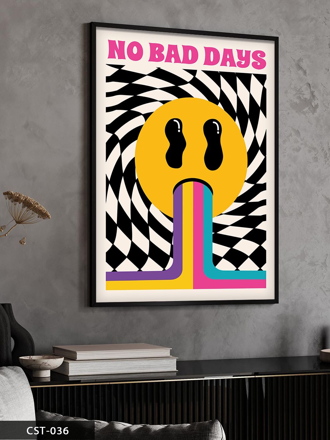 No Bad Days, kötü Gün yok Motto Tek Parça Ahşap Çerçeveli Tablo Siyah - 50 x 70 CM