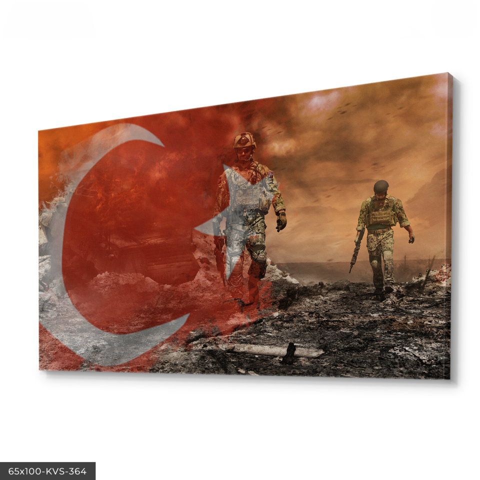 Türk Bayrağı Asker Kanvas - Canvas Tablo